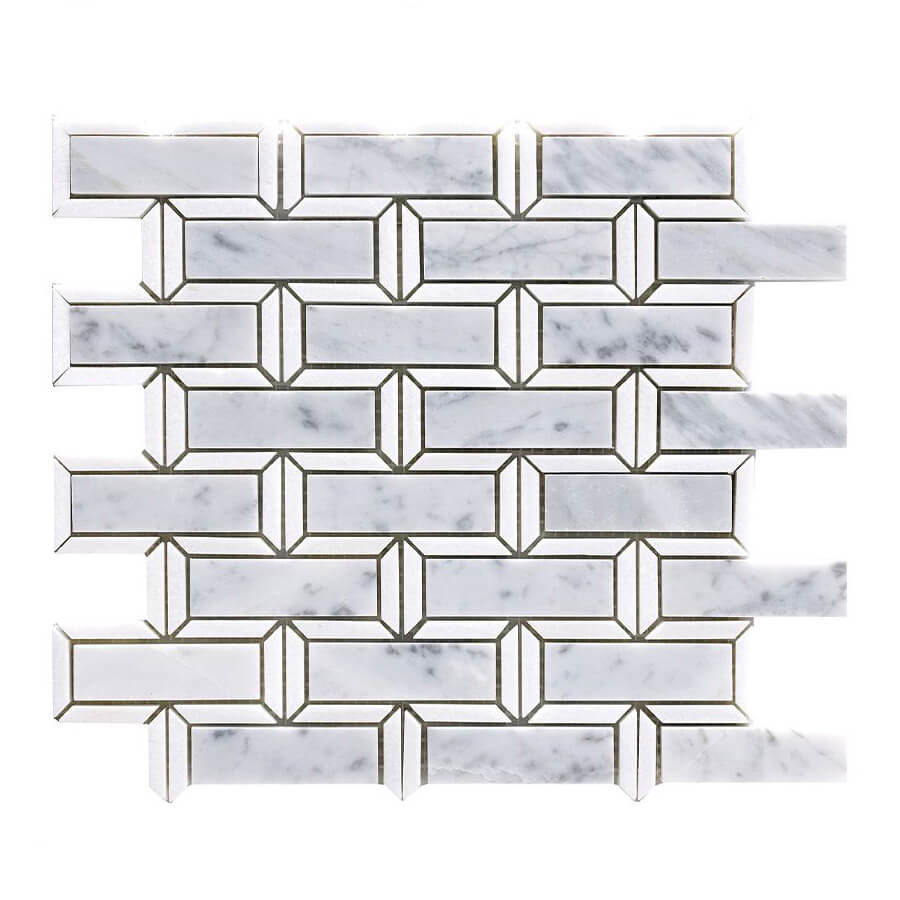 Happy Floors Framed Brick 11.2" x 11.8" Stone & Glass Mosaic (Closeout)
