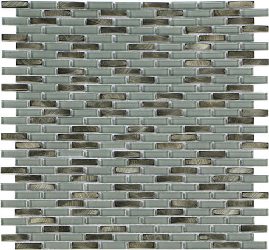 Happy Floors Iridium Mini Brick 11.9" x 12" Marble Mosaic (Closeout)