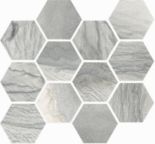 Happy Floors Macaubas Hexagon 12" x 14" Porcelain Mosaic