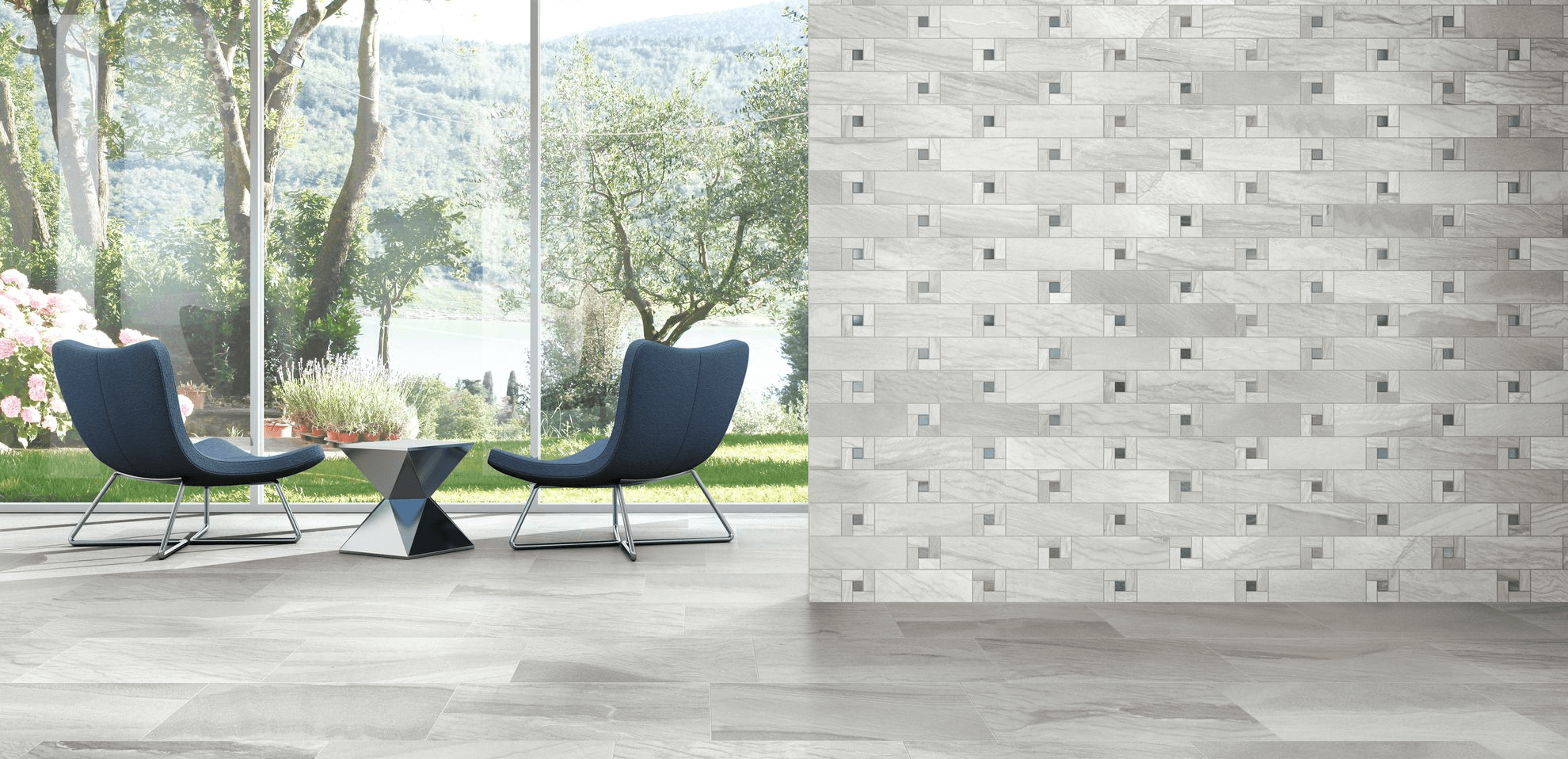 Happy Floors Macaubas Pinwheel 12" x 12" Porcelain Mosaic