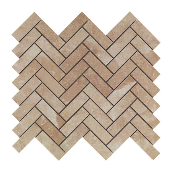 Happy Floors Salt Stone Herringbone 11" x 13" Porcelain Mosaic