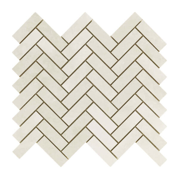 Happy Floors Salt Stone Herringbone 11" x 13" Porcelain Mosaic