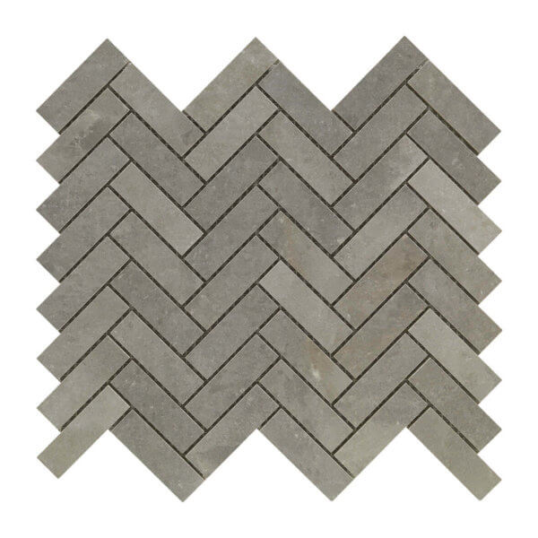 Happy Floors Salt Stone Herringbone 11" x 13" Porcelain Mosaic