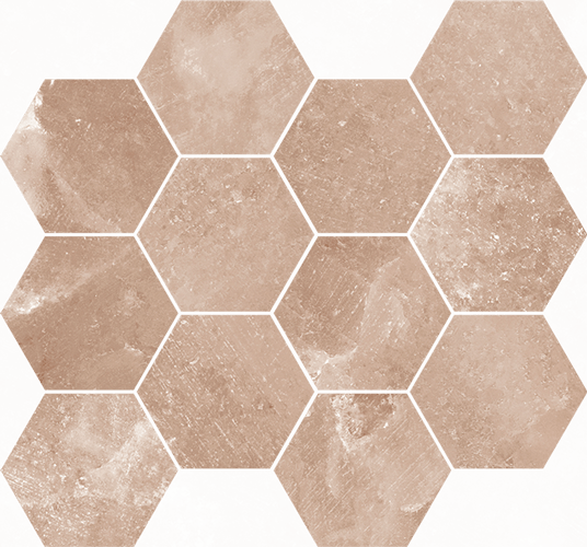 Happy Floors Salt Stone Hexagon 12" x 14" Porcelain Mosaic
