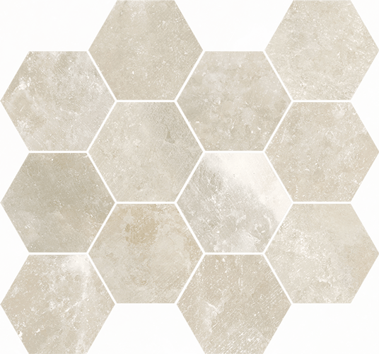 Happy Floors Salt Stone Hexagon 12" x 14" Porcelain Mosaic