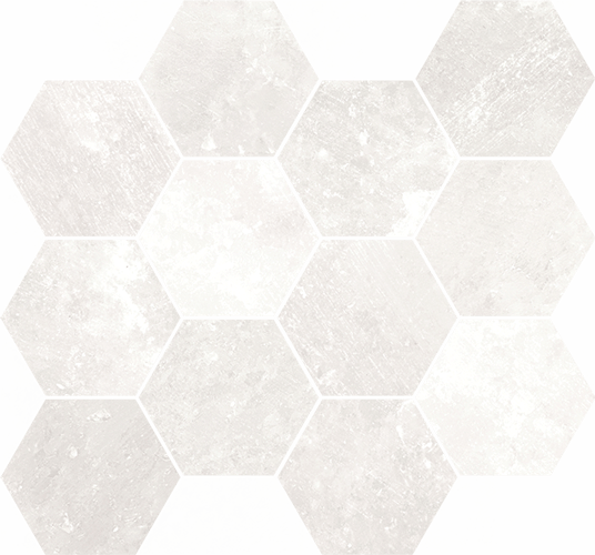 Happy Floors Salt Stone Hexagon 12" x 14" Porcelain Mosaic