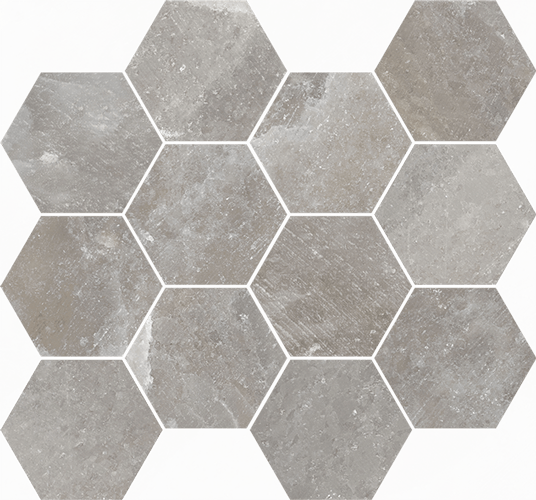 Happy Floors Salt Stone Hexagon 12" x 14" Porcelain Mosaic