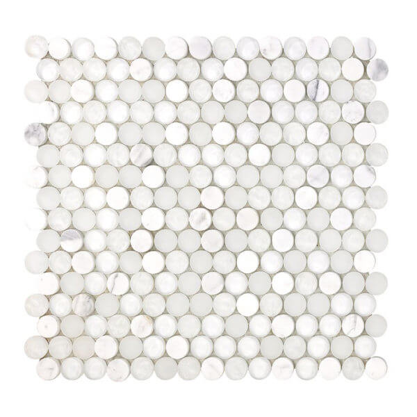 Happy Floors SoBe Penny Round 11.5" x 12.4" Stone & Glass Mosaic