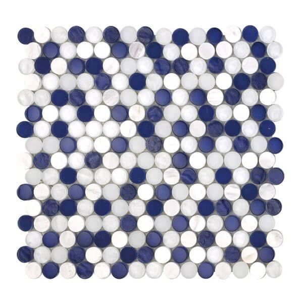 Happy Floors SoBe Penny Round 11.5" x 12.4" Stone & Glass Mosaic