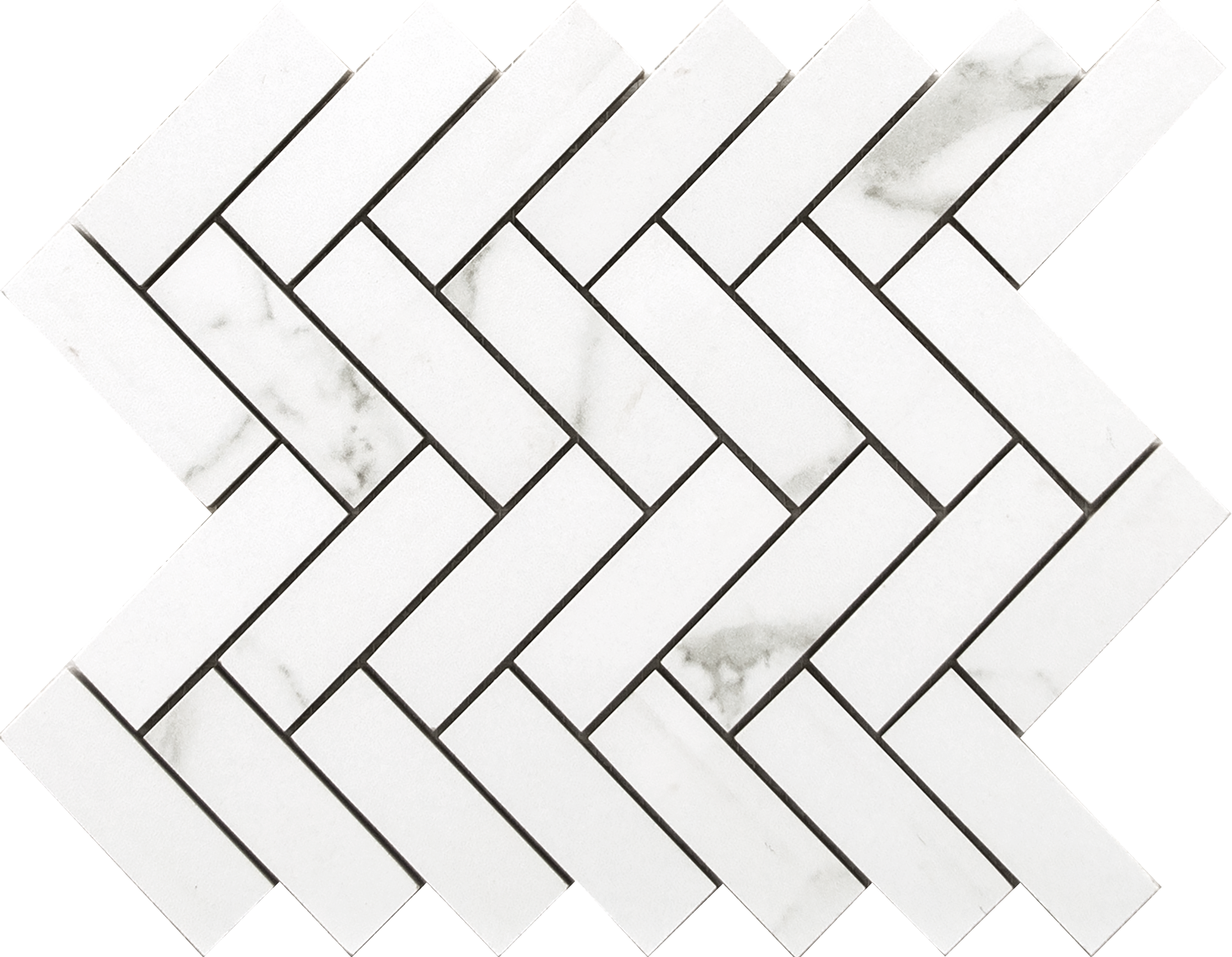 Happy Floors Statuario Herringbone 9" x 12" Porcelain Mosaic