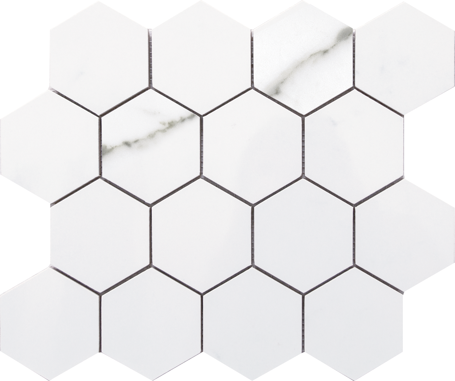 Happy Floors Statuario Large Hexagon 11" x 13" Porcelain Mosaic