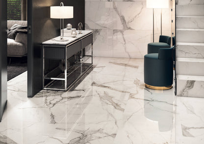 Happy Floors Statuario Luxe 12" x 24" Porcelain Tile