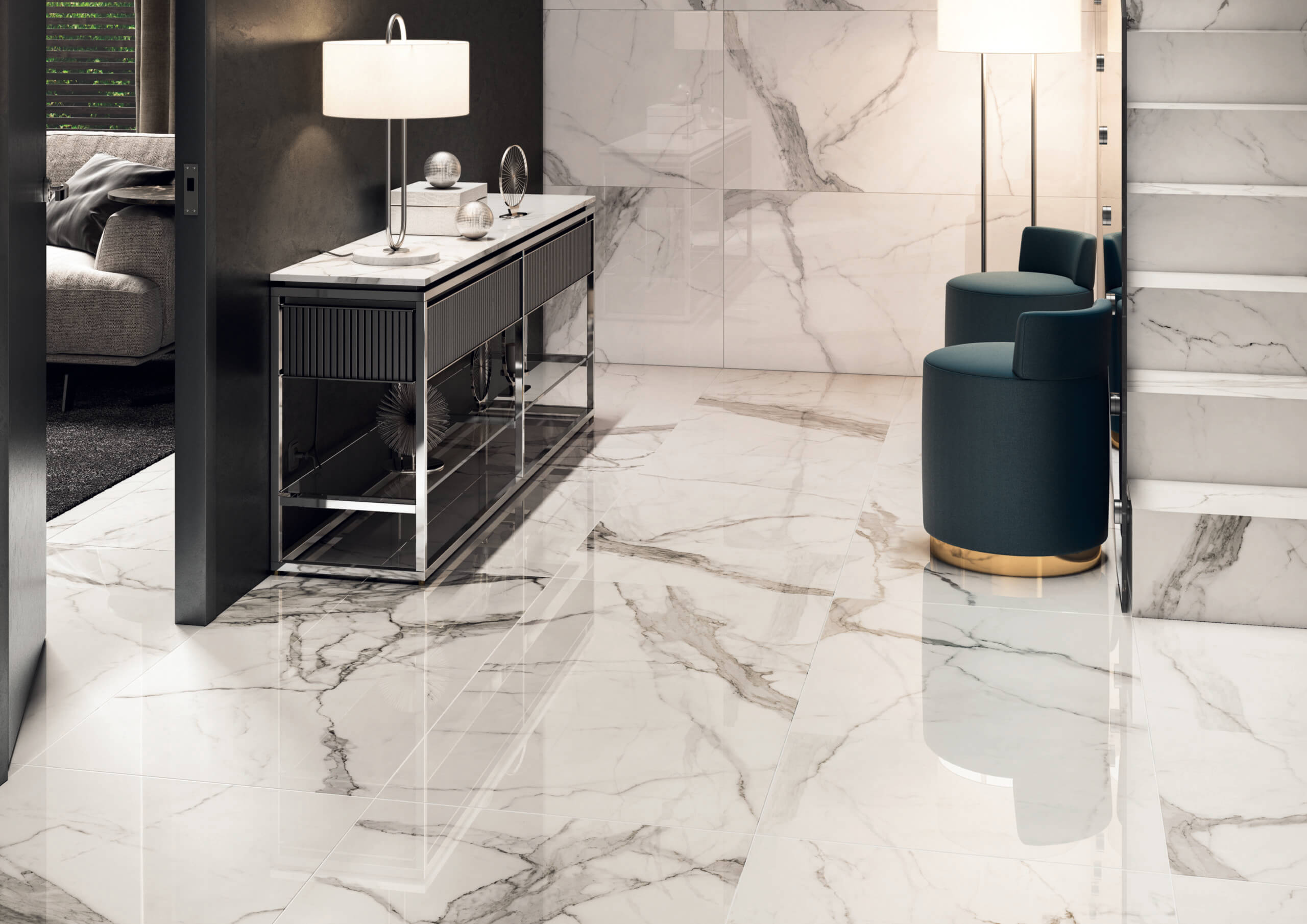 Happy Floors Statuario Luxe 24" x 48" Porcelain Tile
