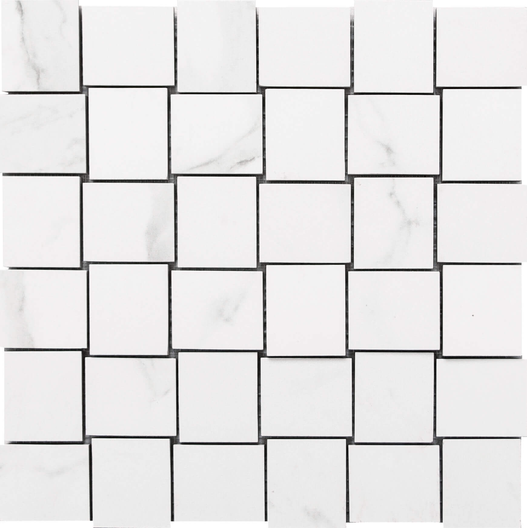 Happy Floors Statuario Luxe Basketweave 12" x 12" Porcelain Mosaic