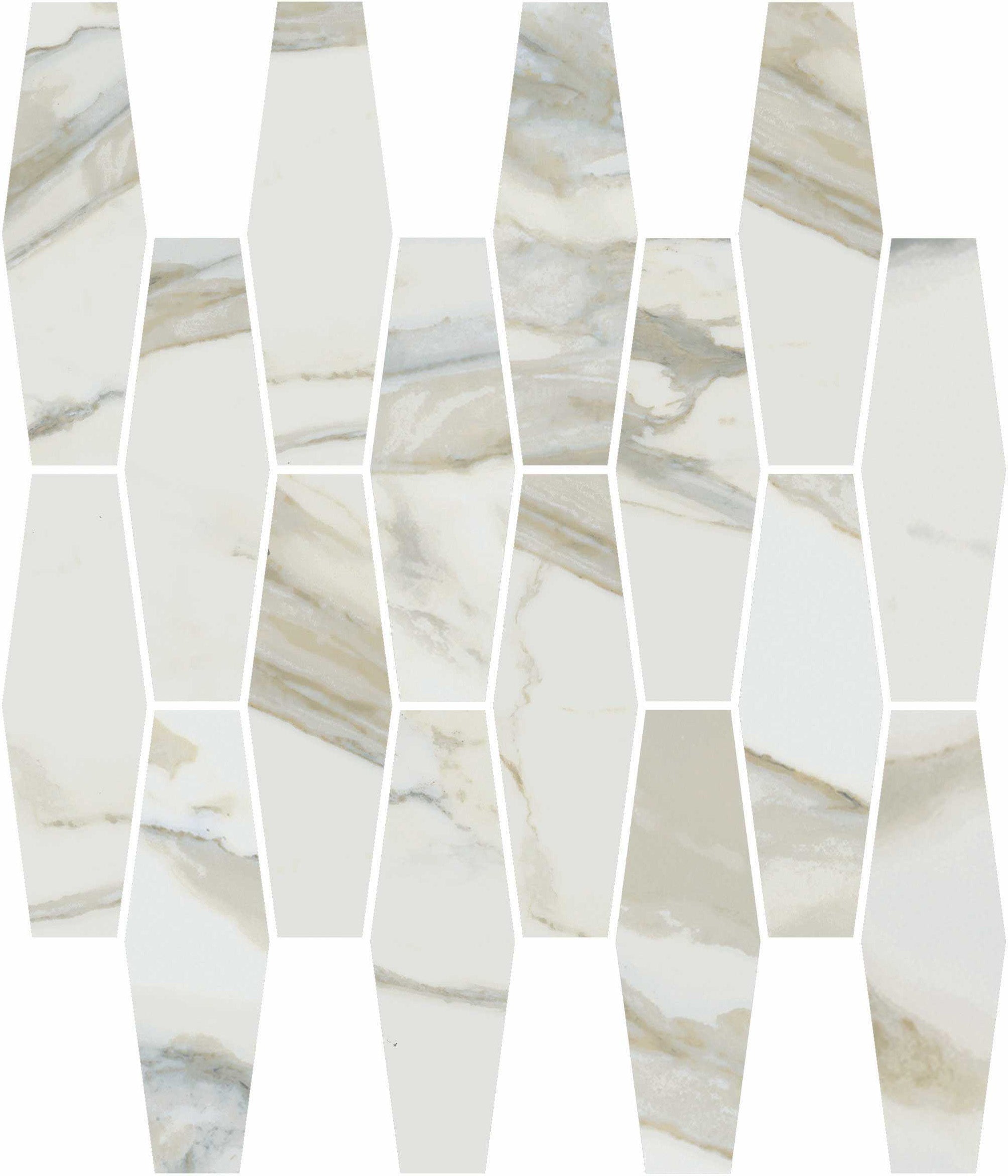 Happy Floors Stratus Elongated Hexagon 12" x 12" Porcelain Mosaic