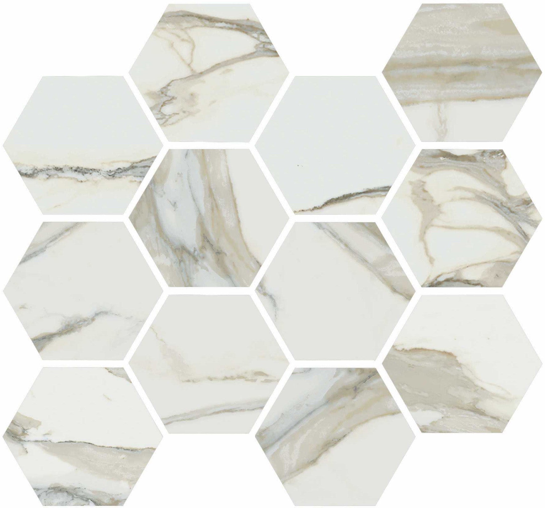 Happy Floors Stratus Hexagon 12" x 14" Porcelain Mosaic