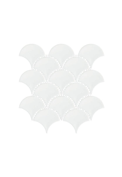 Happy Floors Artisan 3 x 3 Fan 10" x 10.5" Porcelain Mosaic