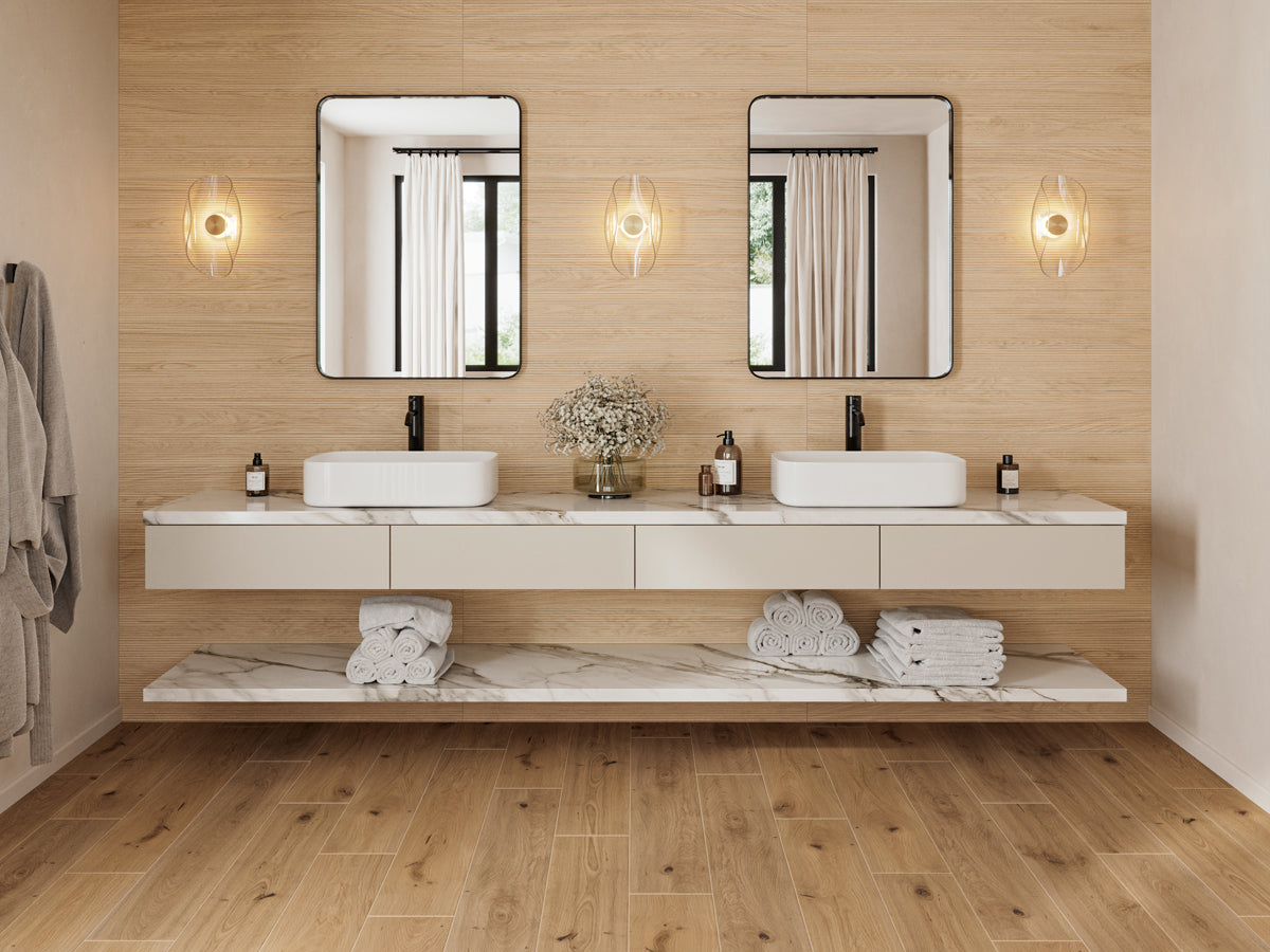Happy Floors Modern Oak 8" x 48" Porcelain Tile Amber