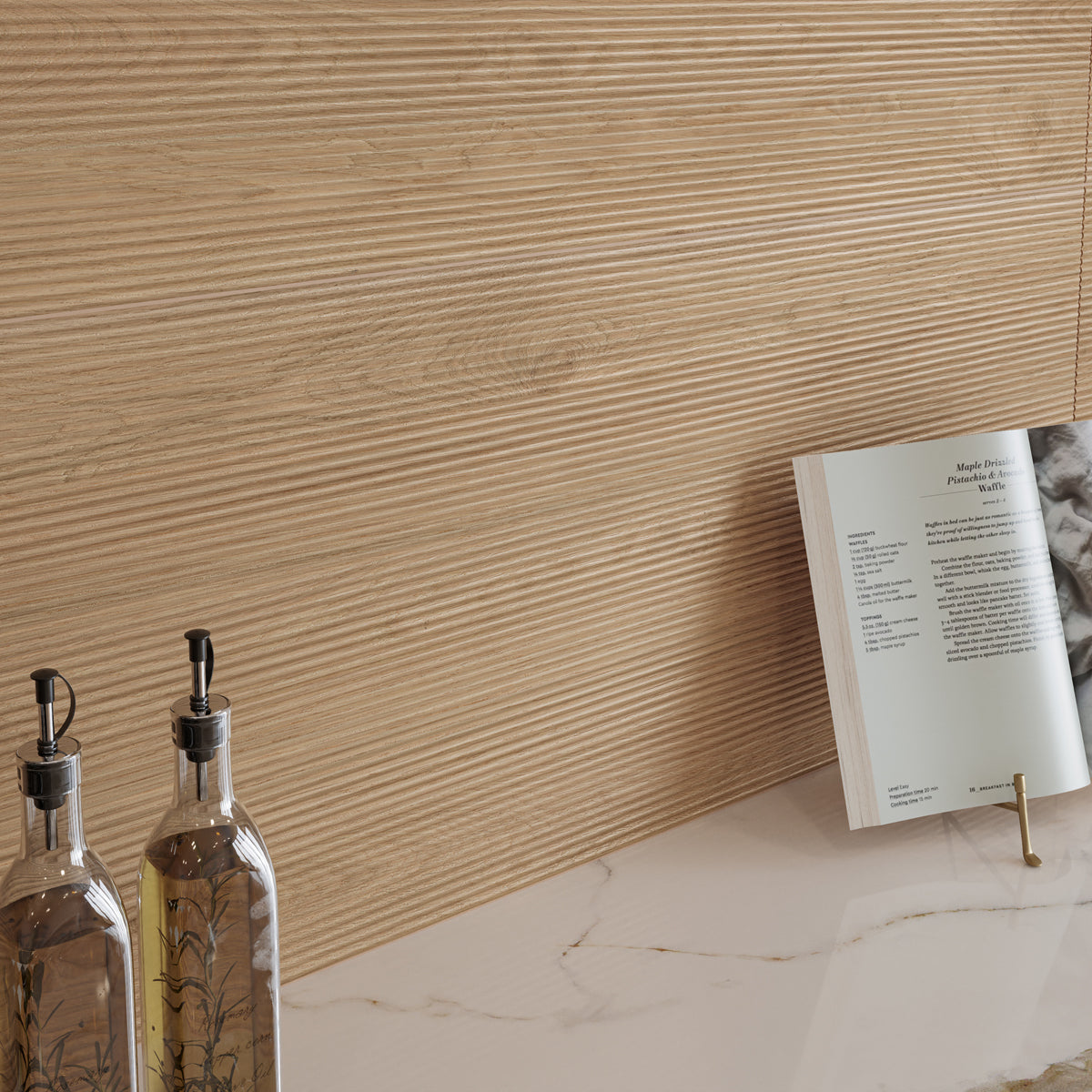 Happy Floors Modern Oak 3D Pleat 20" x 48" Ceramic Tile Amber