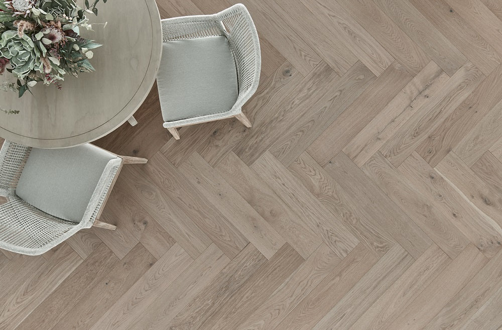 Mannington Latitude Park City Herringbone 7.5" x 37.5" Wintry Hardwood Plank