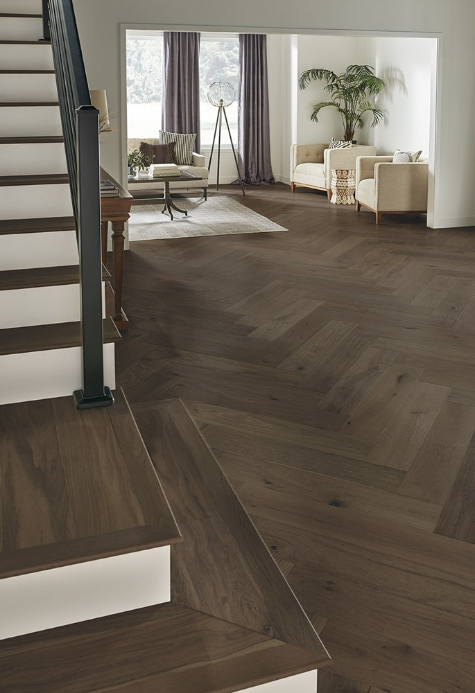 Mannington Latitude Park City Herringbone 7.5" x 37.5" Natural Hardwood Plank