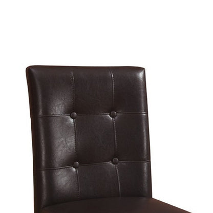 Poundex Wooden height chair With Button Tufted Back Set Of 2 Brown