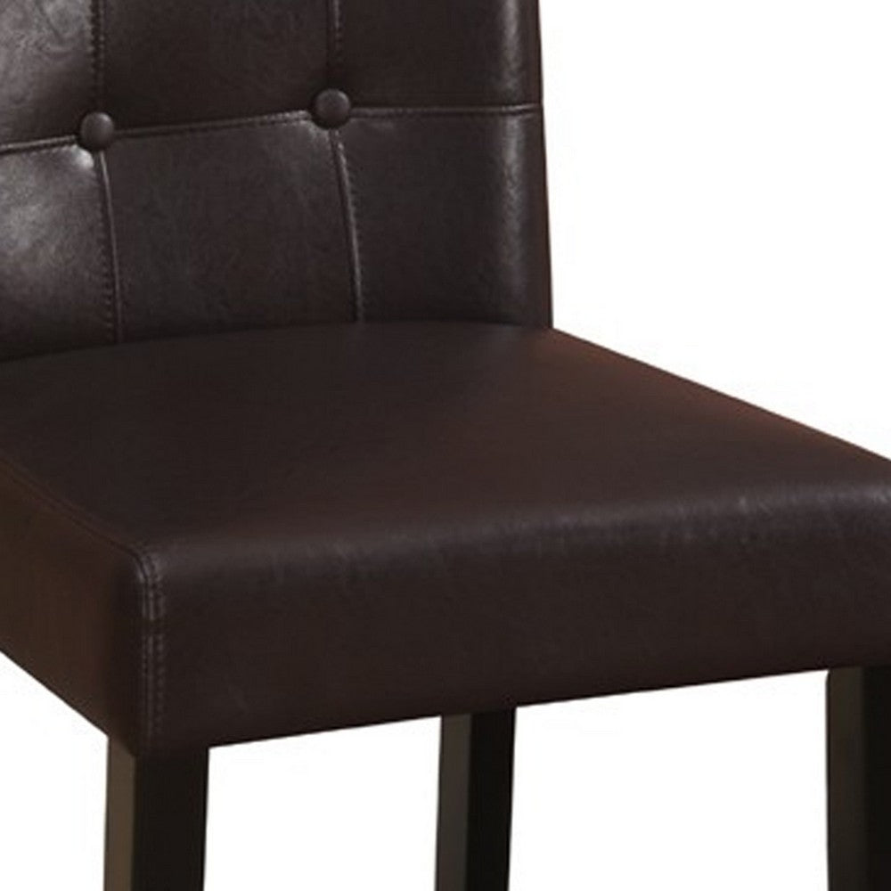 Poundex Wooden height chair With Button Tufted Back Set Of 2 Brown