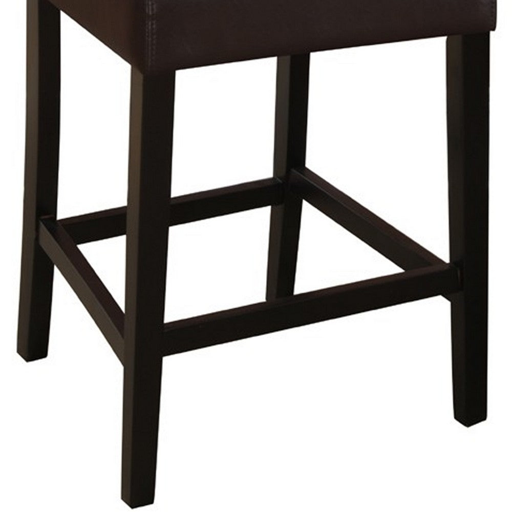 Poundex Wooden height chair With Button Tufted Back Set Of 2 Brown