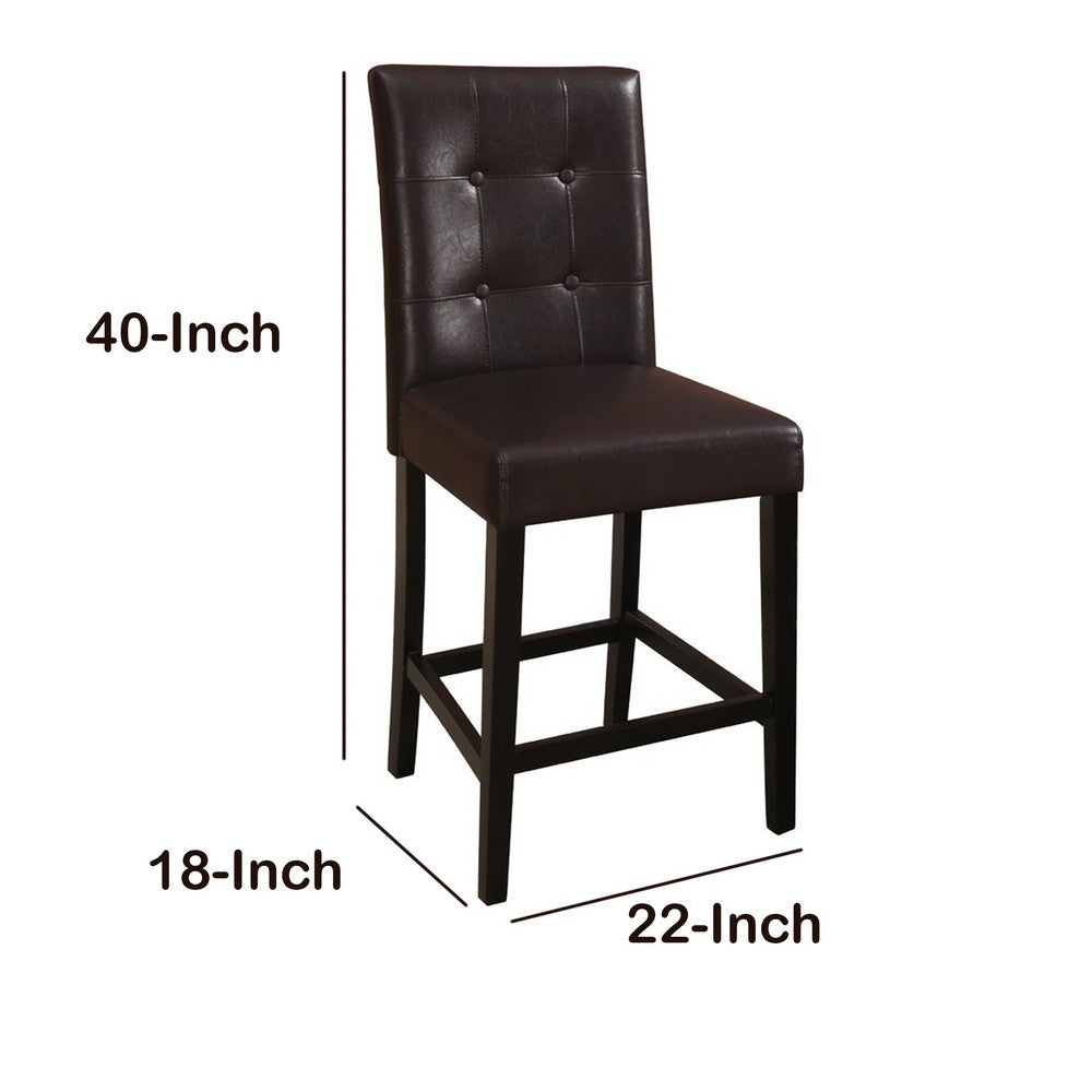 Poundex Wooden height chair With Button Tufted Back Set Of 2 Brown