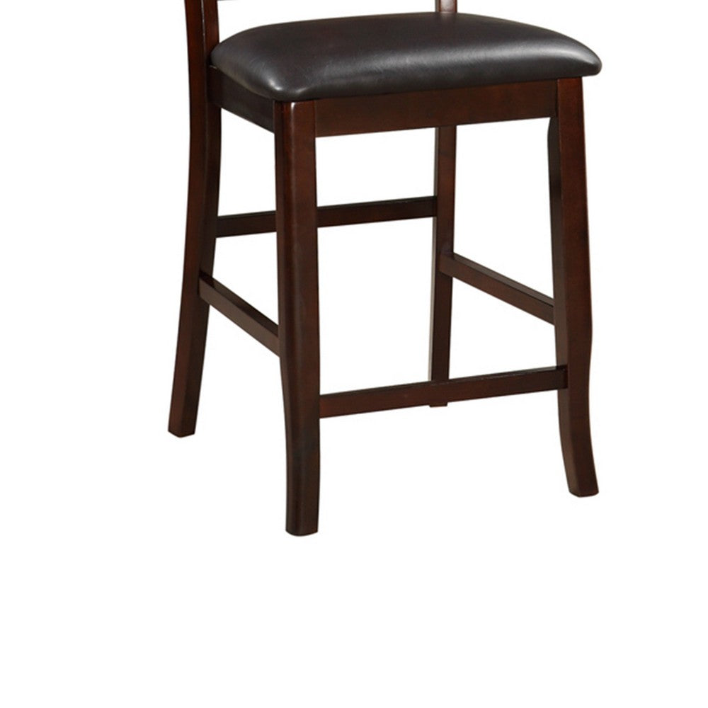 Poundex Wooden High Chair, Dark Brown & Black, Set of 2