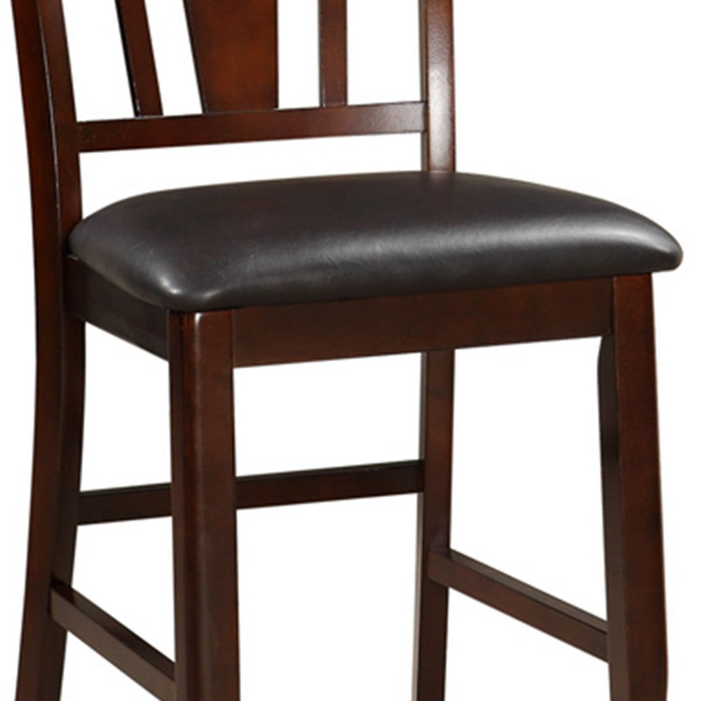 Poundex Wooden High Chair, Dark Brown & Black, Set of 2