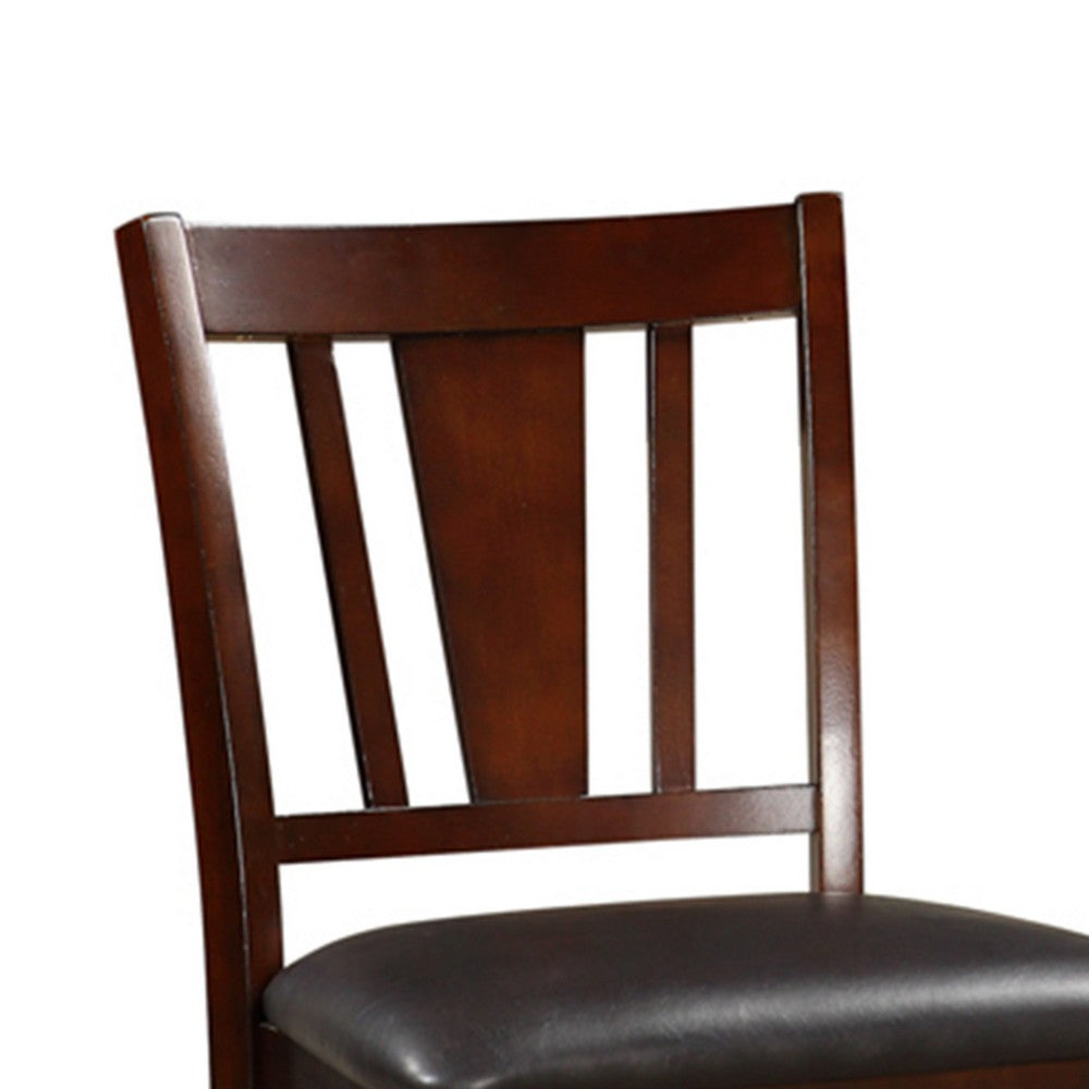 Poundex Wooden High Chair, Dark Brown & Black, Set of 2