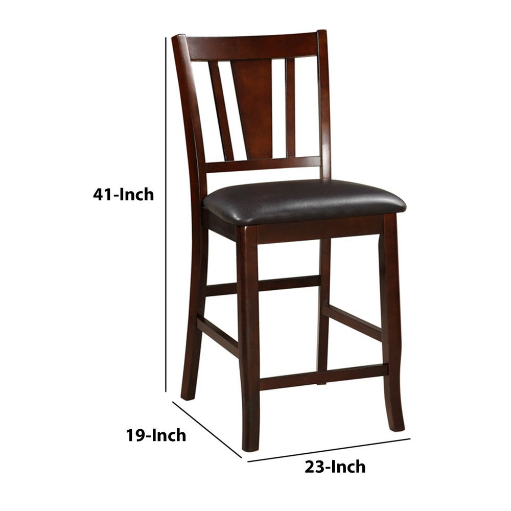 Poundex Wooden High Chair, Dark Brown & Black, Set of 2