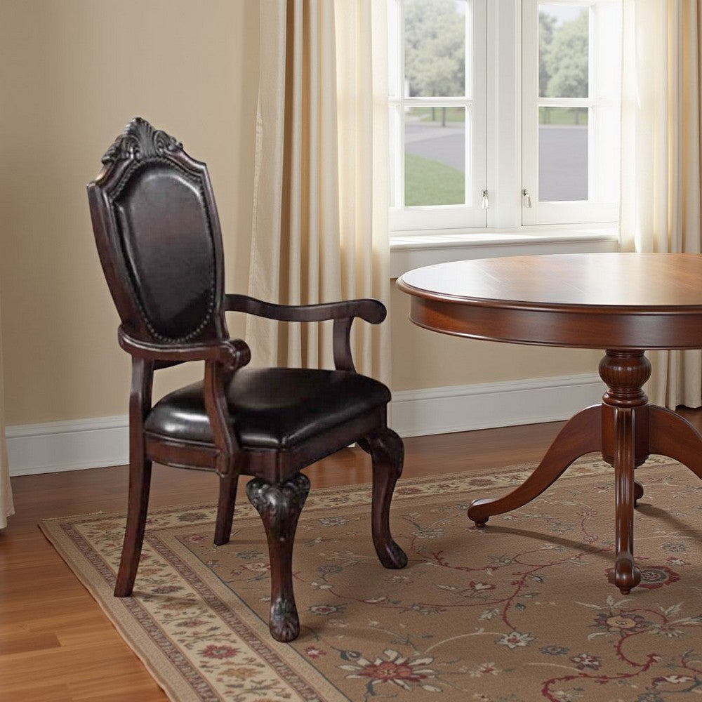 Poundex Traditional Rubber Wood Royal Arm Chair Set Of 2 Brown