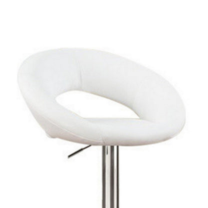 Poundex Metal Base Bar Stool With Faux Leather Seat White & Silver Set of 2
