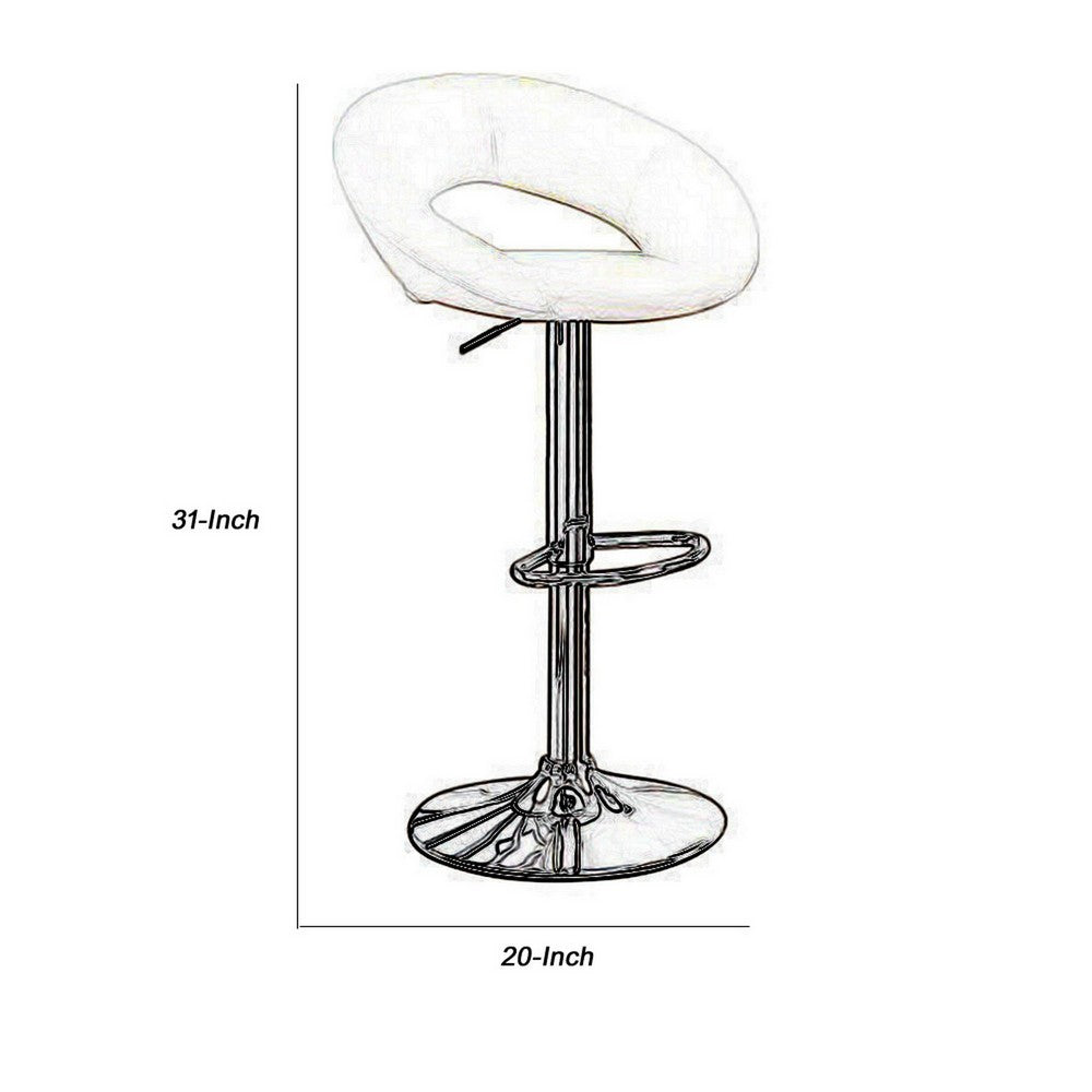 Poundex Metal Base Bar Stool With Faux Leather Seat White & Silver Set of 2