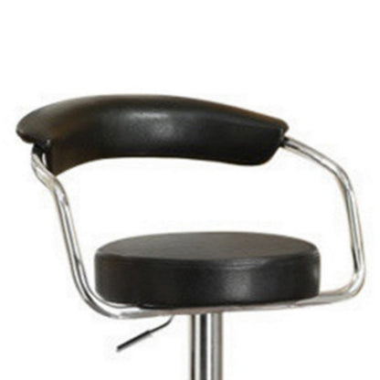 Poundex Round Seat Bar Stool With Gas Lift Black And Silver Set of 2