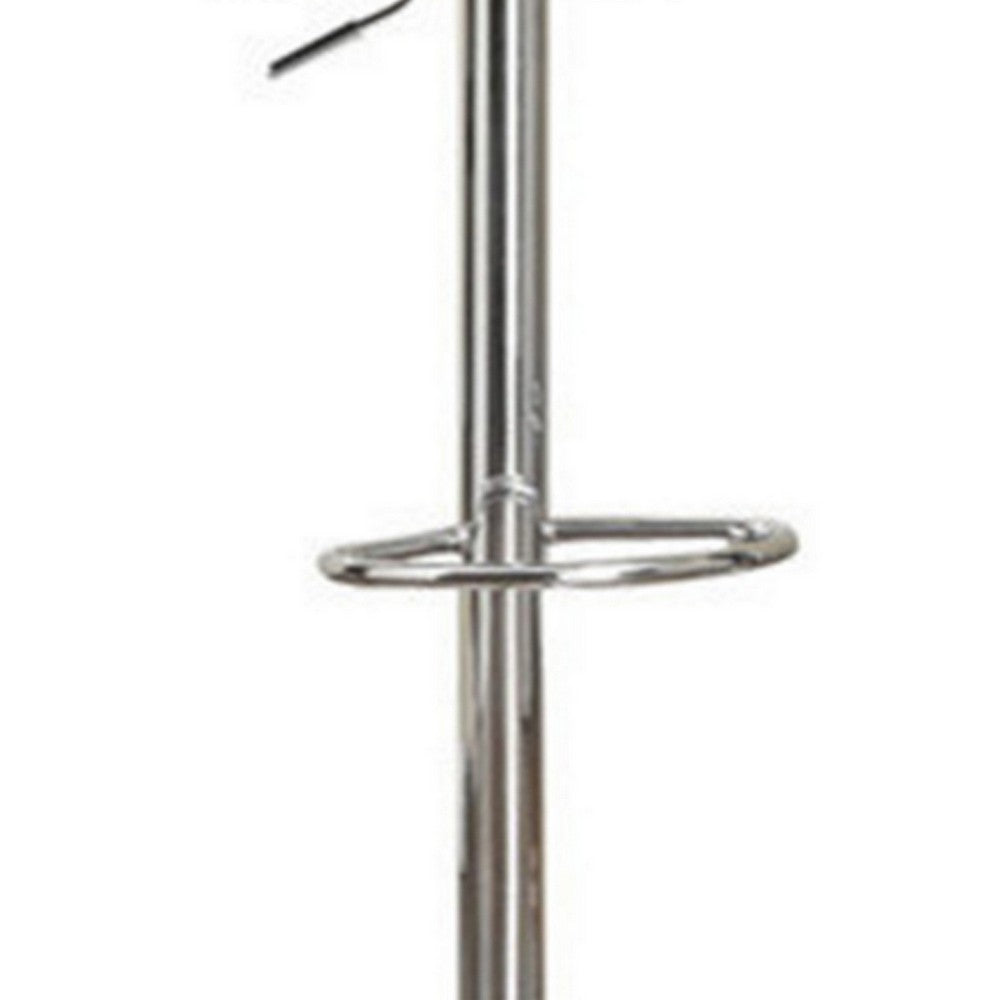 Poundex Round Seat Bar Stool With Gas Lift Black And Silver Set of 2