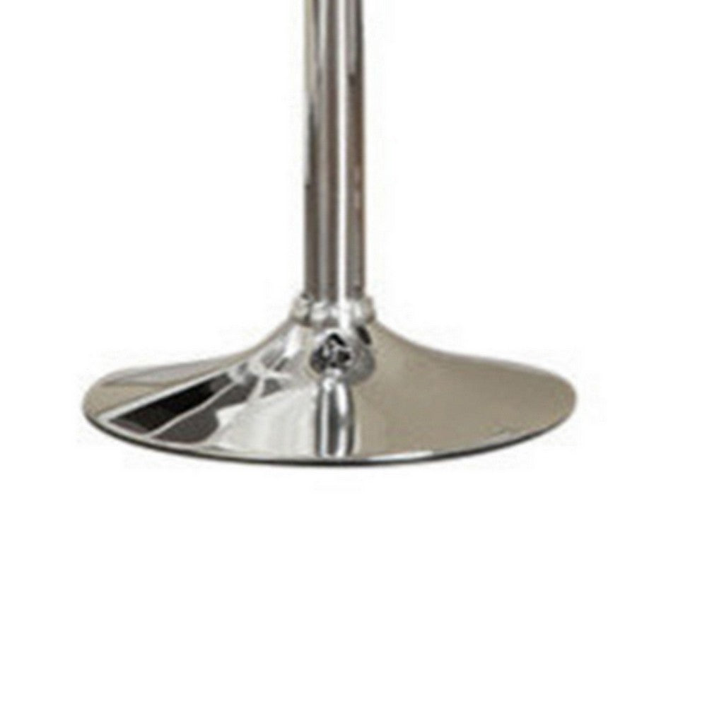 Poundex Round Seat Bar Stool With Gas Lift Black And Silver Set of 2