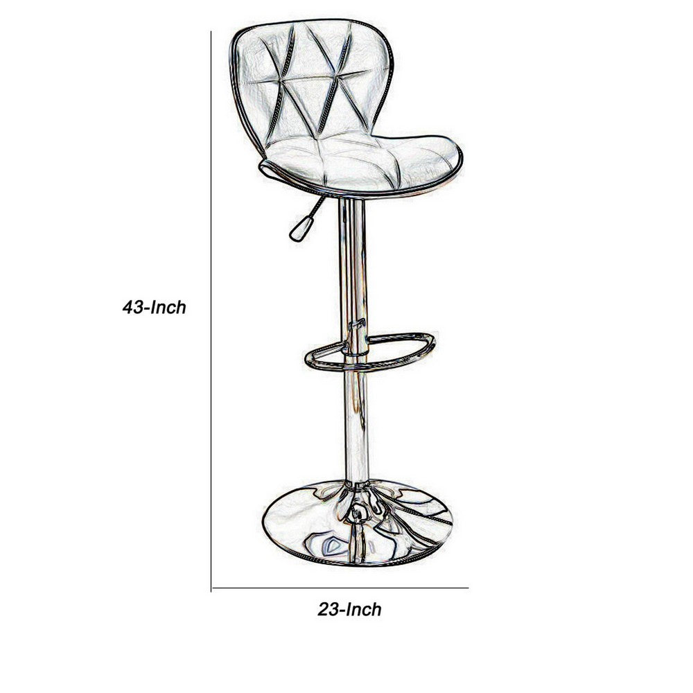Poundex Polyurethane Swivel Barstool Silver Set of 2