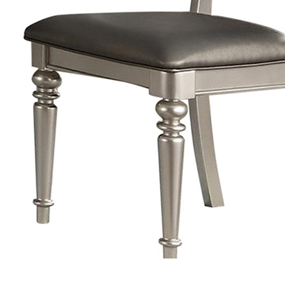 Poundex Rubber Wood Dining Chair With Diamond Tufted Back, Set Of 2,Gray