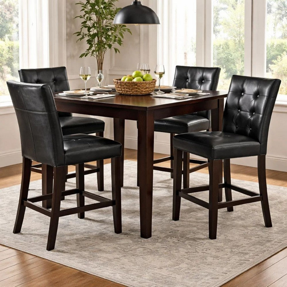 Poundex Wood & Polyurethane High Chair, Black & Brown, Set of 2