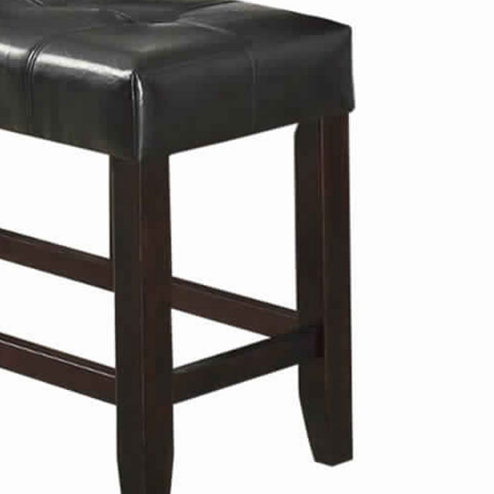 Poundex Wood Based High Bench With Tufted Seat Black And Brown