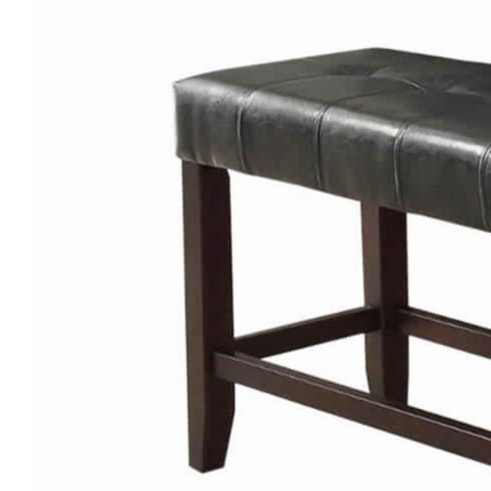 Poundex Wood Based High Bench With Tufted Seat Black And Brown