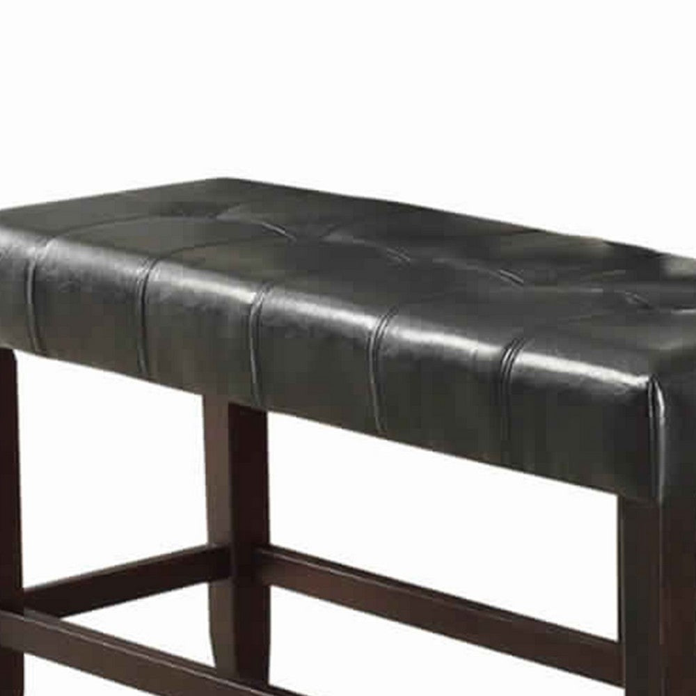 Poundex Wood Based High Bench With Tufted Seat Black And Brown