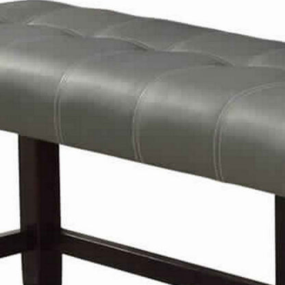 Poundex Tufted High Bench With Tapered Legs Silver And Brown