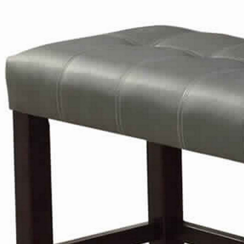 Poundex Tufted High Bench With Tapered Legs Silver And Brown