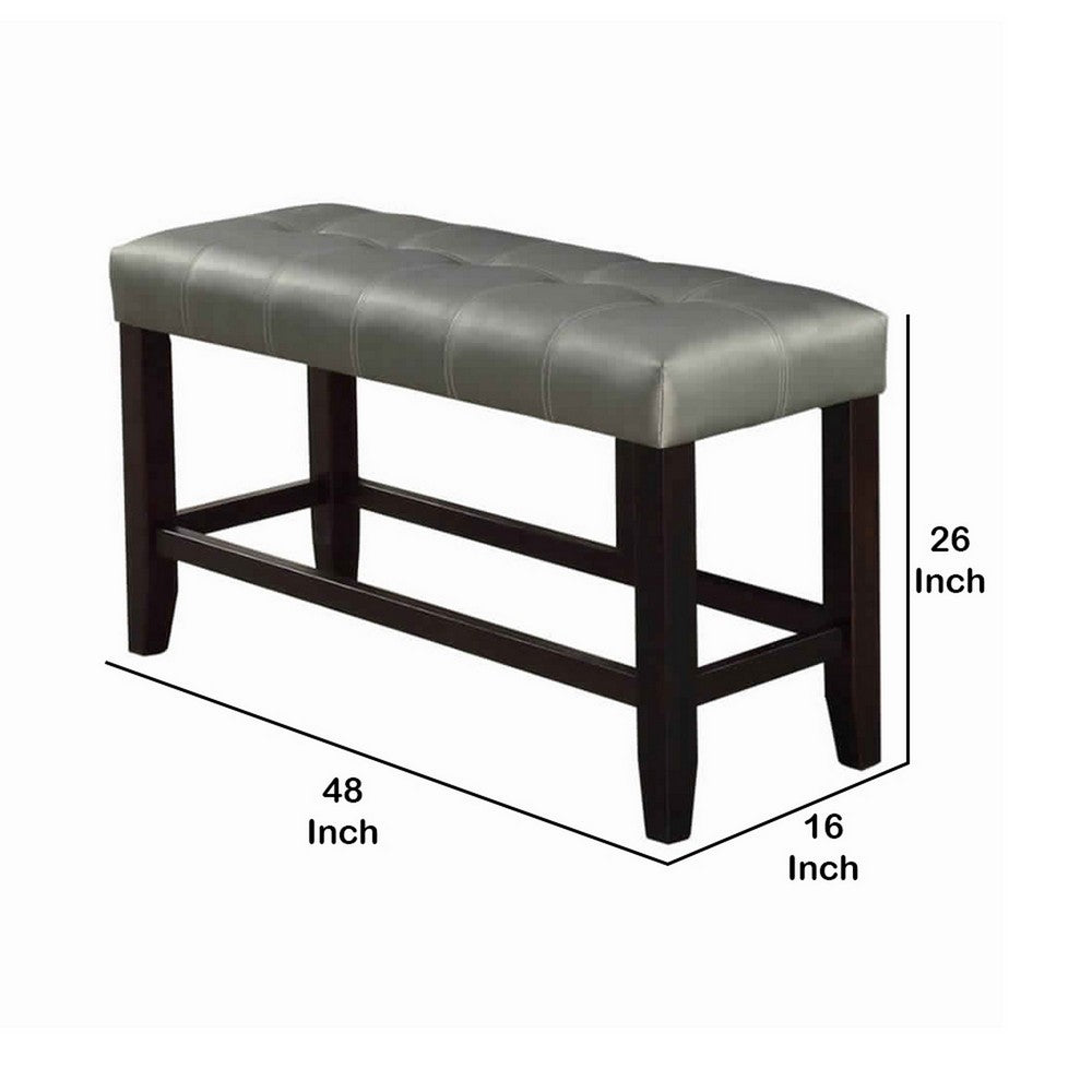 Poundex Tufted High Bench With Tapered Legs Silver And Brown