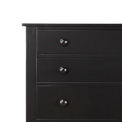 Poundex Pine Wood With Varied Size 5 Drawer Chest, Black