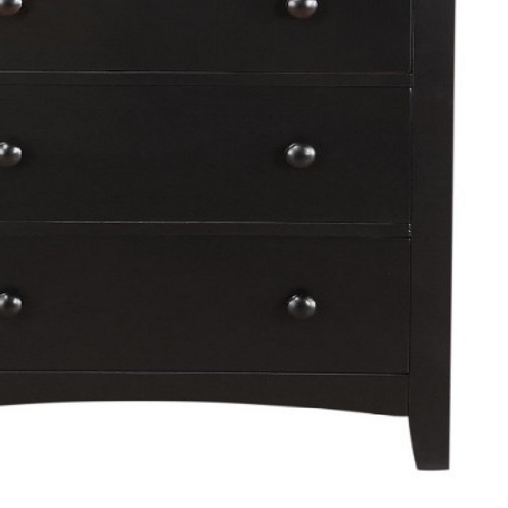 Poundex Pine Wood With Varied Size 5 Drawer Chest, Black